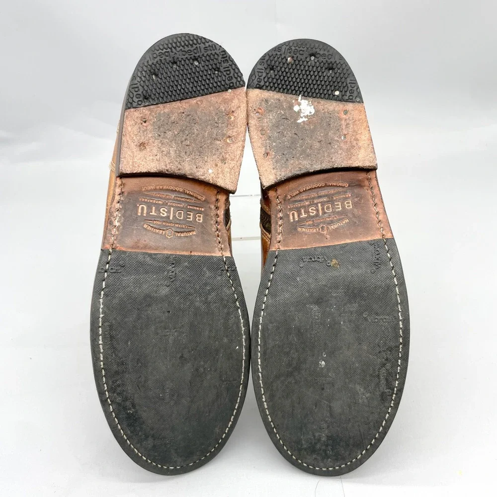 Bed Stu Womens 9 Becca Boots Tan Rustic Leather Moto Booties Zip Buckle Western - Picture 10 of 11